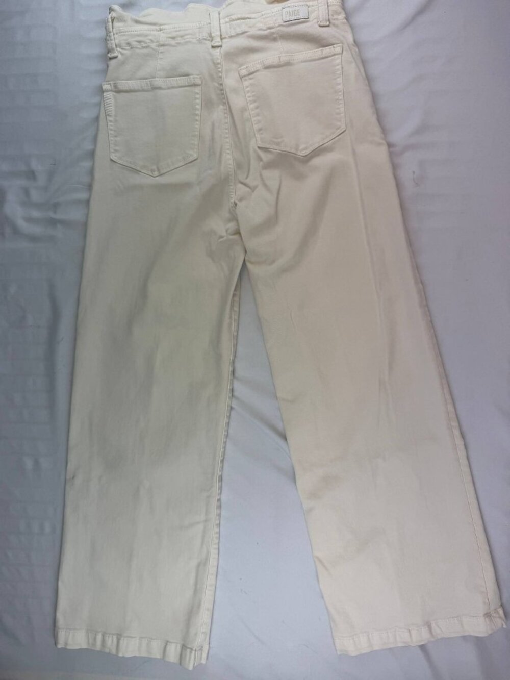 Paige Carly Wide-Leg Jeans w/ Waistband Tie Ivory Size 26 - Picture 4 of 11